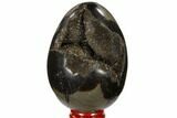 Septarian Dragon Egg Geode - Black Crystals #118702-1